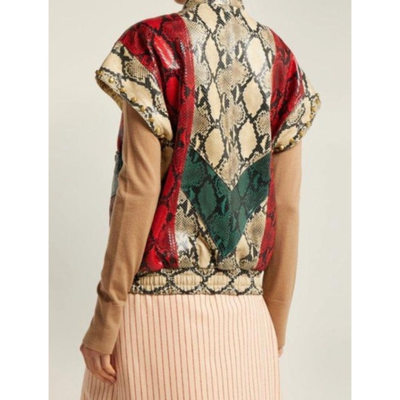 Gucci Snakeprint Python Tricolor Convertible Designer Jacket/ Vest - Picture 15 of 15